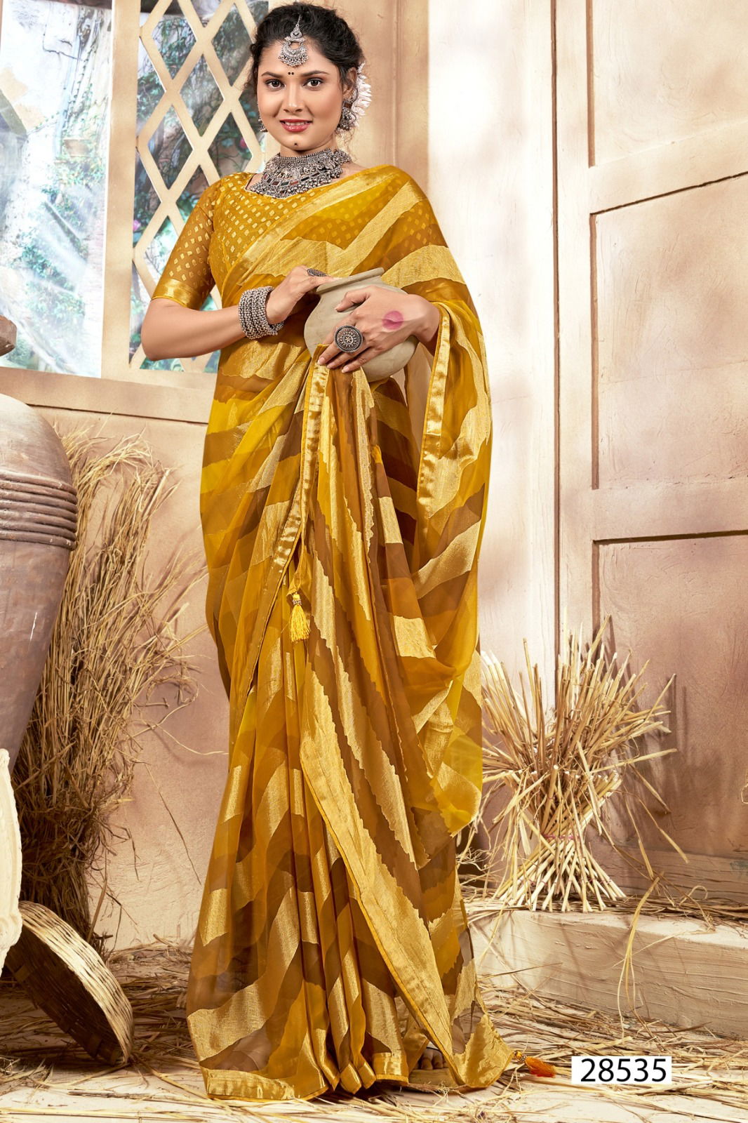 Digambari By Vallabhi Printed Designer Brasso Sarees Wholesale Shop In Surat